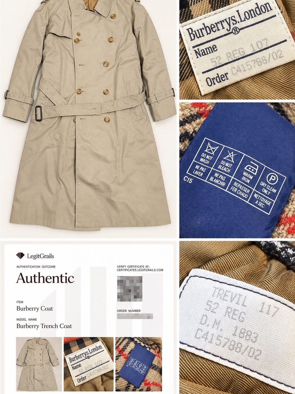 Vintage Burberrys London Men’s L 52 Reg Belted Trench Coat Authentic - Picture 5 of 5
